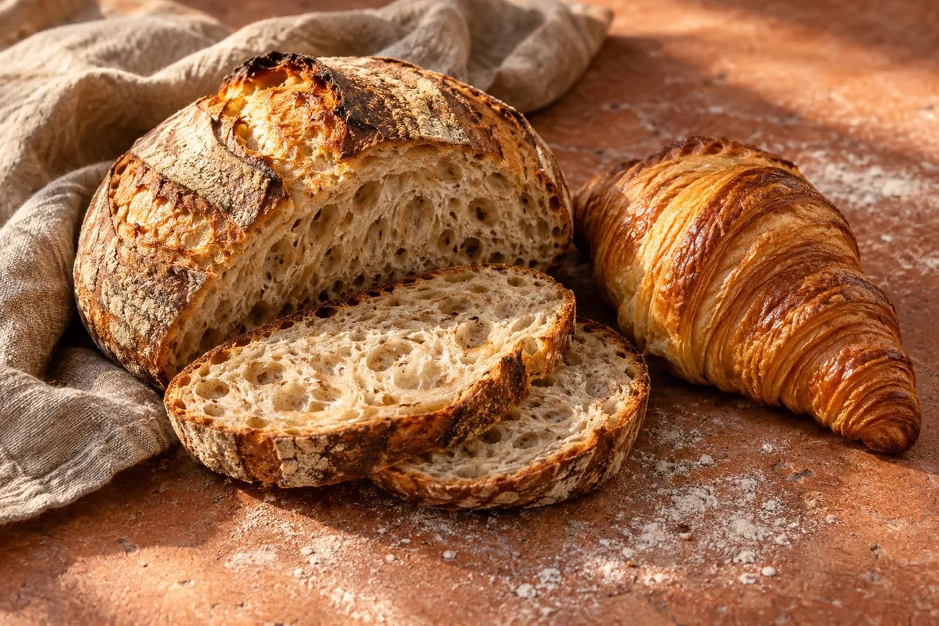 Pâine cu maia și croissante aurii — imagine ilustrativă
